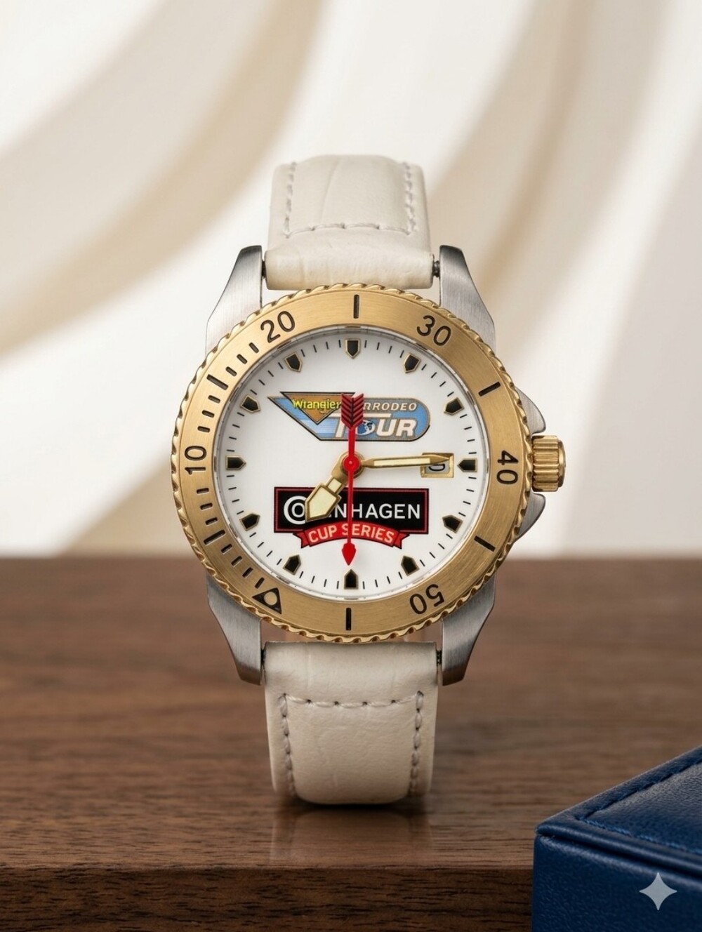 Copenhagen Cup Series Women's White and Gold Sport Watch Rotate Bezel Working